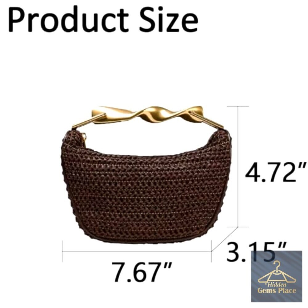 Mini Straw Crossbody Bag with 2 Straps Summer Satchel Purse Woven - Picture 7 of 7